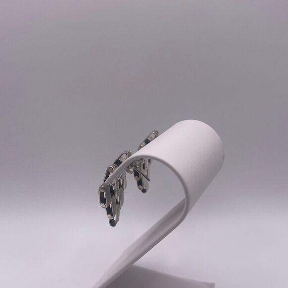 Teocalli Made in Mexico Sterling Silver Watch Link Splicing Statement Earrings - Picture 7 of 11